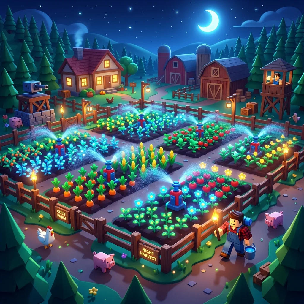 AFK farming automation layout in Grow a Garden 2